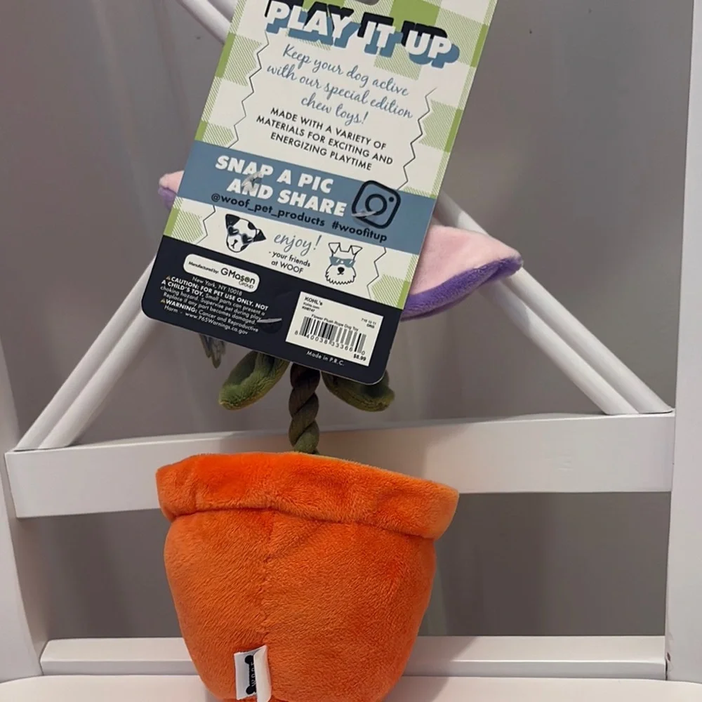Orange and Purple Dog Toy with Plush Design